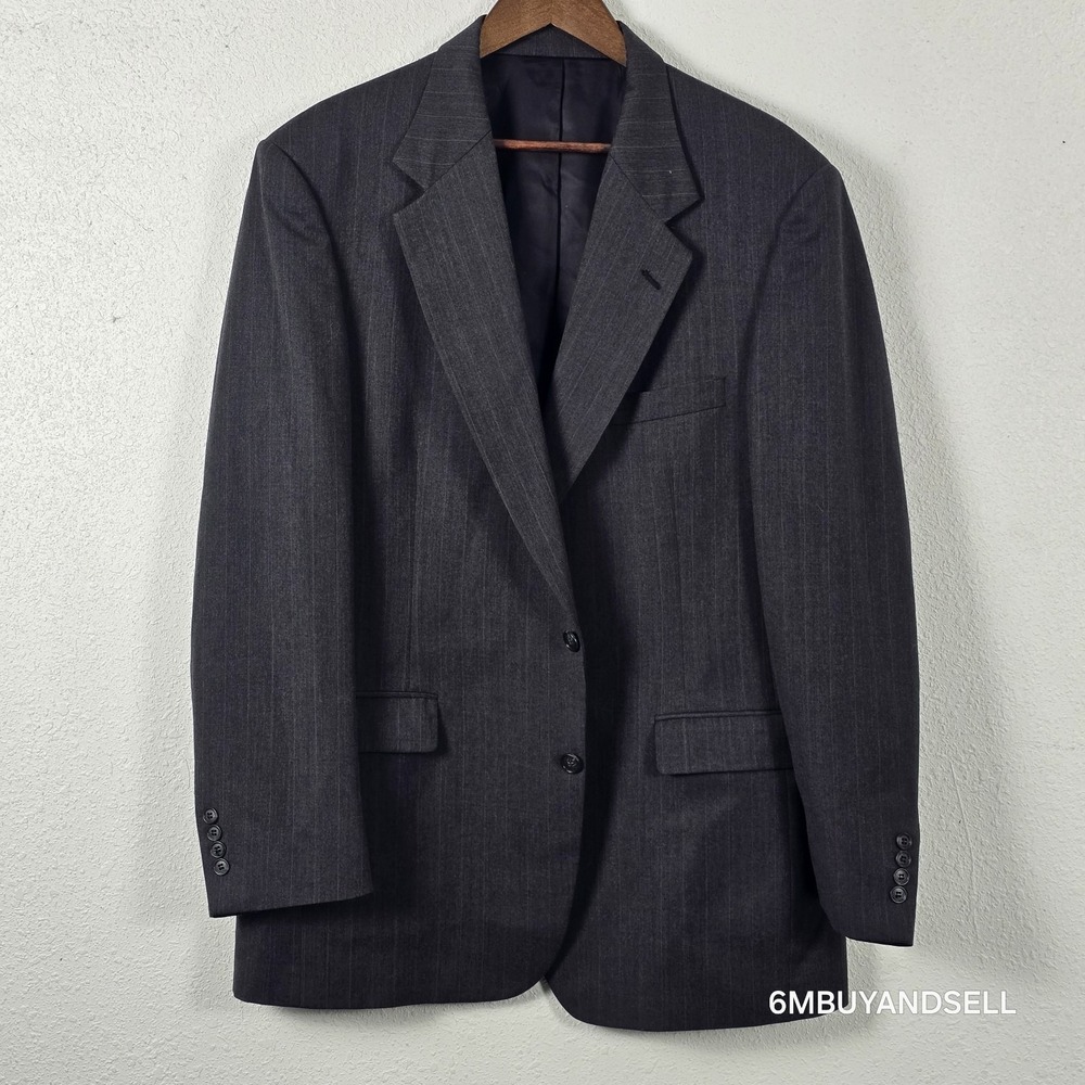 Stafford‎ Executive Hartmarx Gray Pinstripe Wool Blazer USA 46R